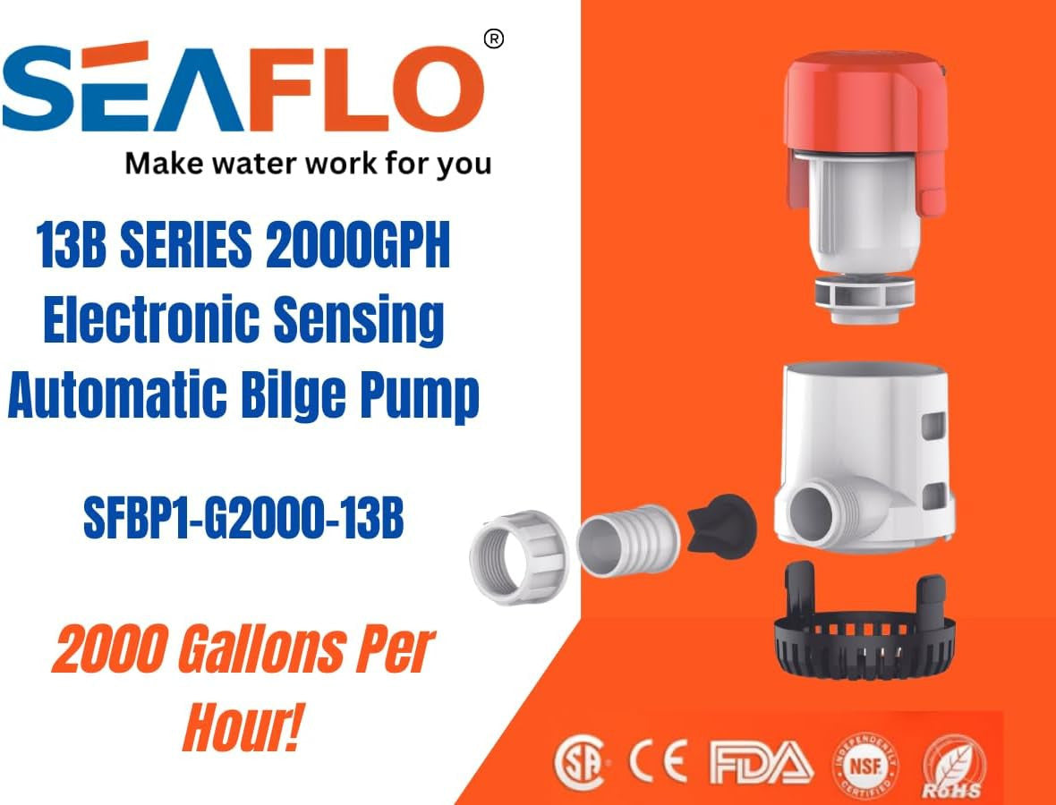 SEAFLO 13B-Series  Electronic Sensing Automatic Bilge Pump (12V | 2000GPH)