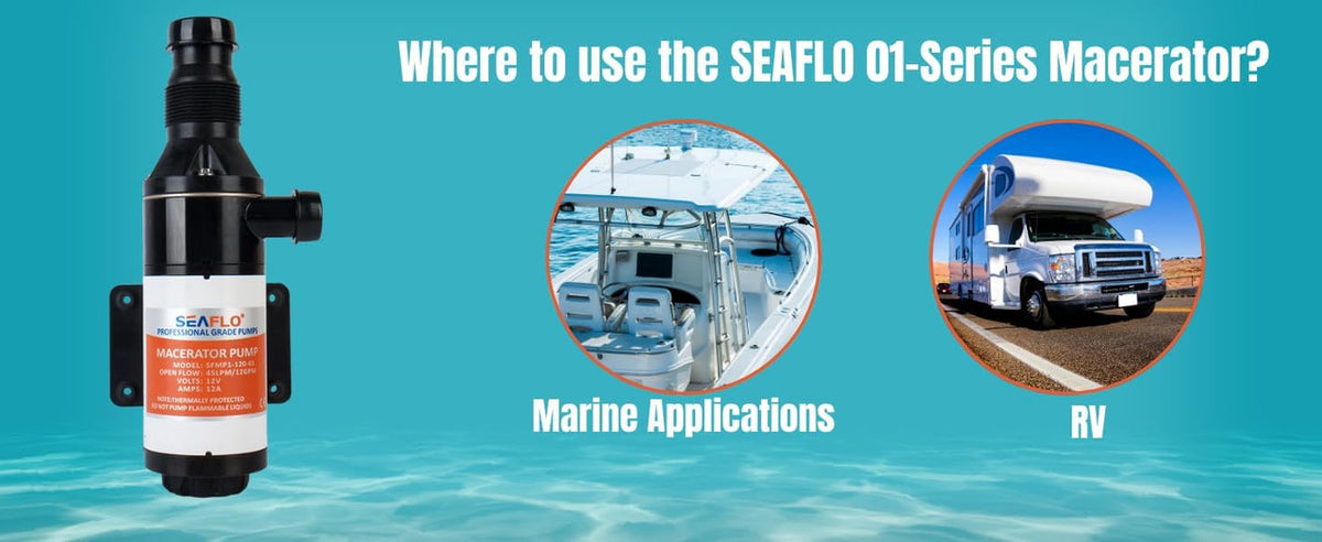 SEAFLO 01-Series Macerator Pump with Improved Motor, Oriented to the Left (12V|12GPM|45LPM)