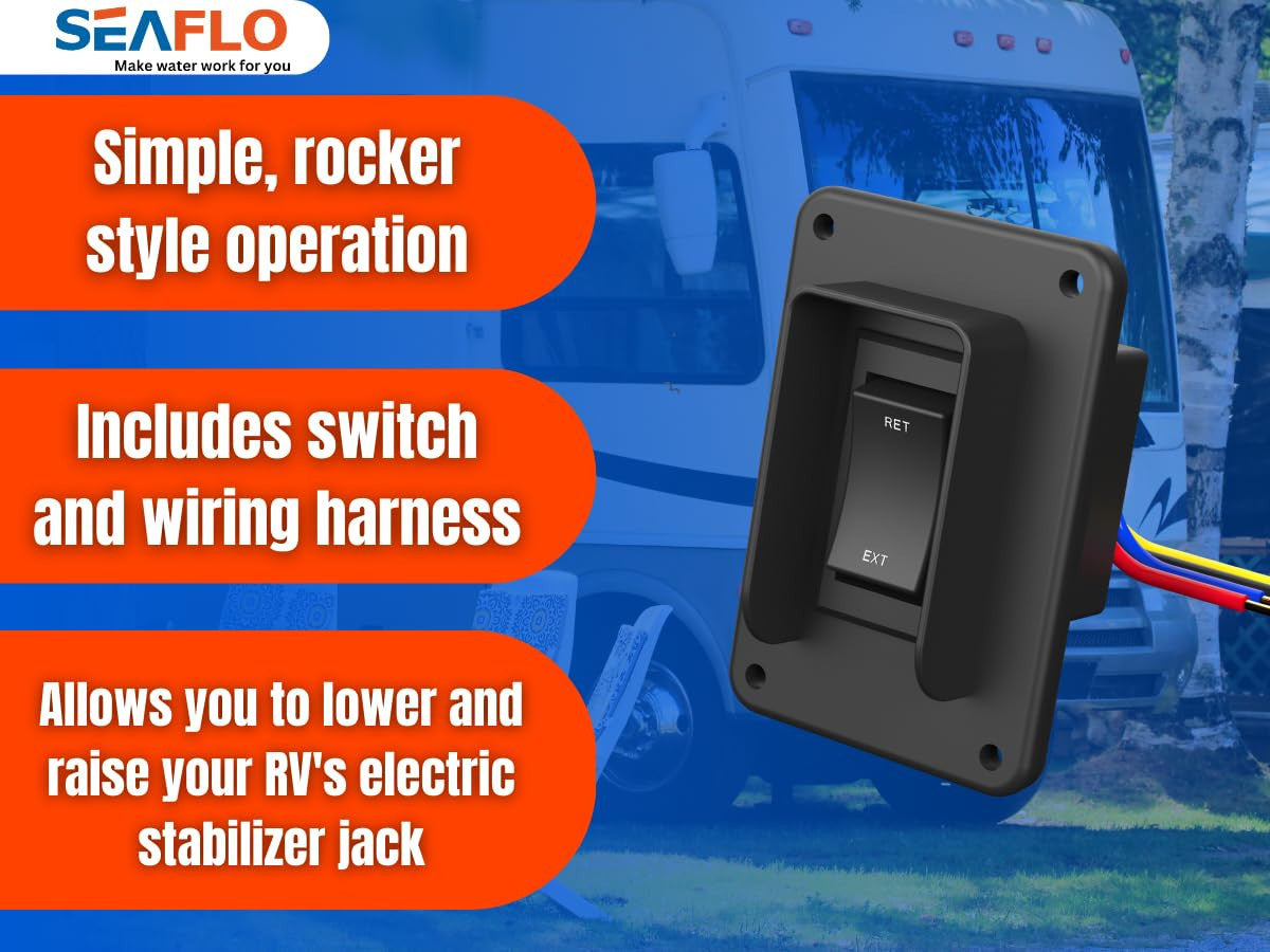 SEAFLO Momentary Reversing Polarity 30A Rocker Switch 4 Pin for Stabilizer Toung Jack RV Leveling or Ballast Pump Control Motor UP Down (1-Pack)