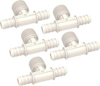 SEAFLO Plastic PEX Pipe Coupling Fitting Tee Style 1/2"-14 MNPT x 1/2" Barb x 1/2" Barb - Compatible with PEX or PE-RT Pipe, Corrosion Resistant (5-Pack)