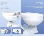 SEAFLO Quiet Flush Electric Marine Toilet - 12V, Ceramic Bowl, Soft Close Seat, Macerator Pump, 3-Way Switch Panel, Boat Yacht Toilet, (Choose raw water/fresh water options)
