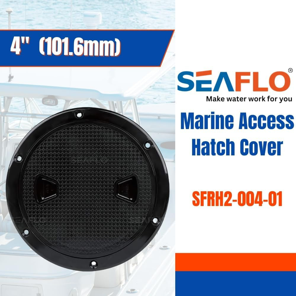SEAFLO 4" - 8" Black Circular Non Slip Inspection Hatch w/Detachable Cover