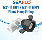 SEAFLO (NO: 51F04) 1/2"-14 FNPT x 1/2" Threaded Angled Universal Pump Fitting for SHURFLO, SEAFLO, Circle River, Johnson, Jabsco, FLOJET, REMCO, Lippert, USA ADVENTURE and other Pumps (1-Pack)