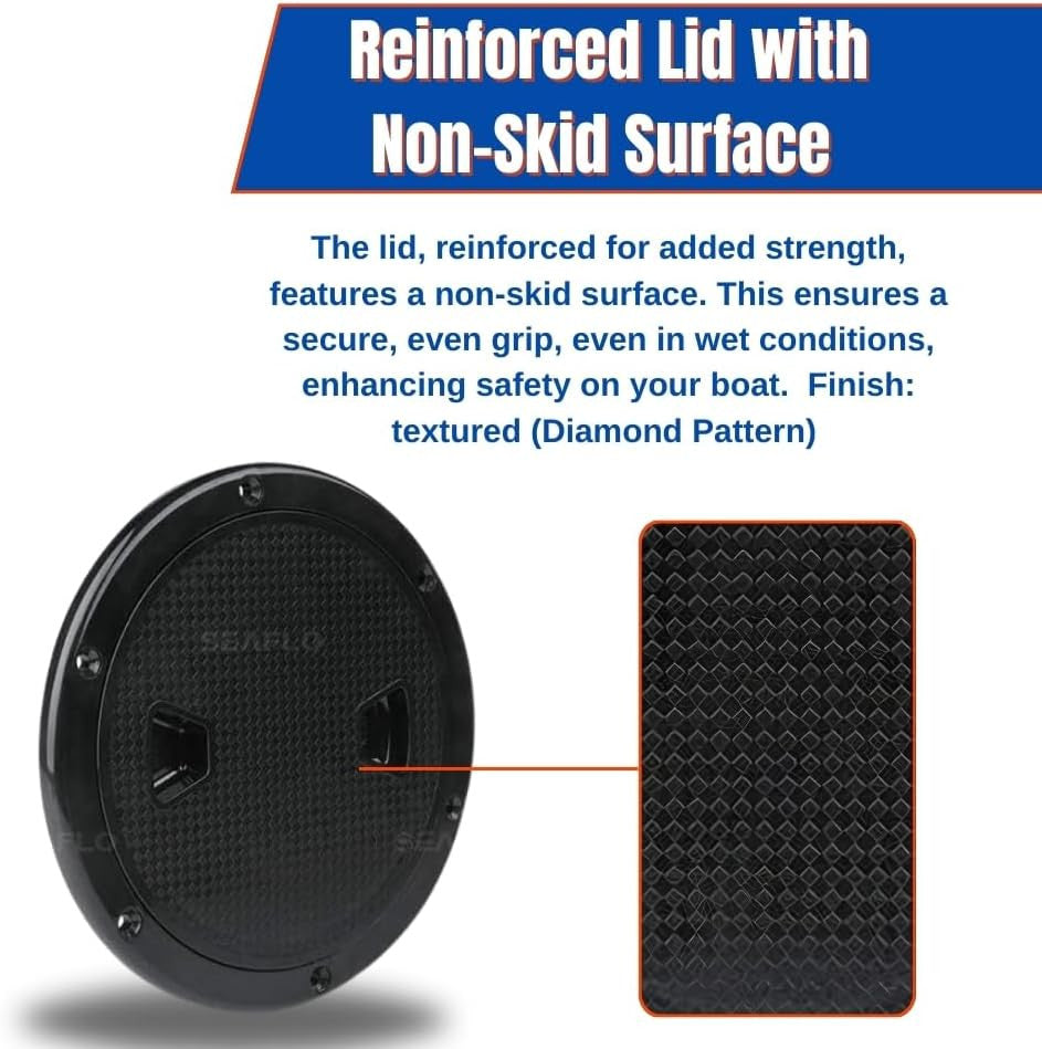 SEAFLO 4" - 8" Black Circular Non Slip Inspection Hatch w/Detachable Cover
