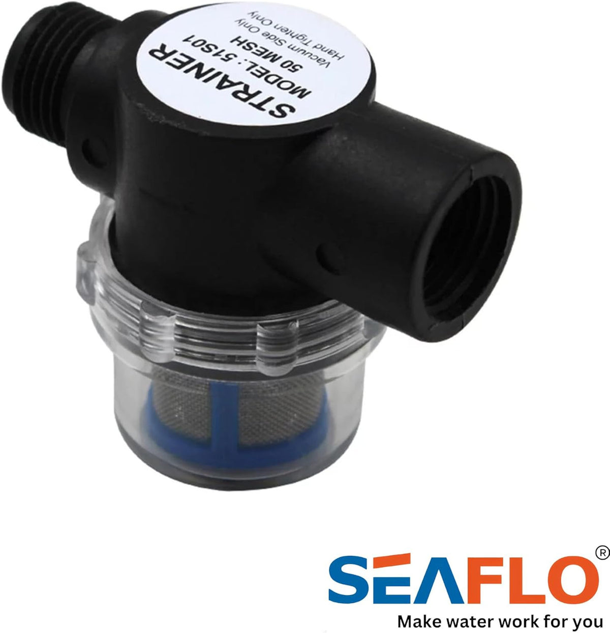 SEAFLO Water Pump Inline Strainer Filter- 1/2" NPSM Inlet/Outlet - RV Replacement- Compatible, Shurflo, and WFCO Pumps