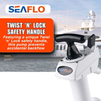 SEAFLO Manual Toilet Pump Flush Handle Kit - Compatible with SEAFLO and JABSCO Marine Toilets - Twist 'n' Lock Safety Pump Assembly for Marine Toilets