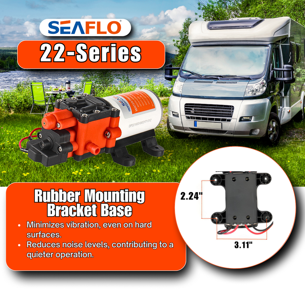 SEAFLO 22-Series On Demand Diaphragm Water Pressure Pump (1.3 GPM | 100 PSI) (Choose 12V or 24V)