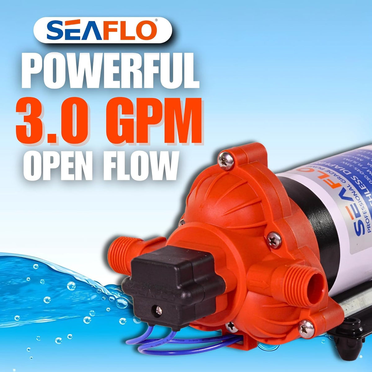 SEAFLO 33W Series 115V AC, 3.0 GPM, 45 PSI Brushless Automatic Demand Diaphragm Water Pressure Pump – Ultra Quiet Operation, Self-Priming, Overload Protection, NSF & UL Certified- 4 Year Warranty!