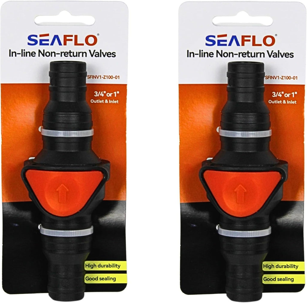 SEAFLO in-Line/ 90° Quick Disconnect Non-Return Check Valve PA6+GF+POM Construction, Anti-Backflow Design, Versatile Applications (Choose Size and Style)