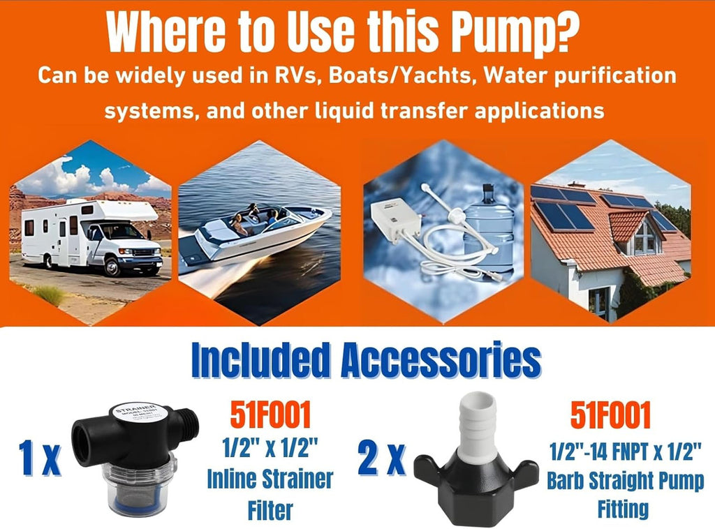 SEAFLO 42 Series 24V 3.0GPM 55PSI Continuous Duty Diaphragm Pump with Bypass for Reduced Cycling | Fresh and Salt Water | UL Certified | Self-Priming for Marine, RV, Off-Grid, and Caravan
