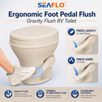 SEAFLO Residential Height Bone Camper/RV Toilet with Sprayer Attachment, 18.5” Standard Height, Gravity Flush System, Pedal Operation, Soft Close Seat, 4-Year Warranty (Bone W/Sprayer Attachment)