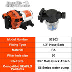 SEAFLO Inline Water Pump Filter 52S02-3/4" Male Quick Attach with 1/2" Hose Barb, 50 MeshSteel Strainer with Plastic Shell, Fits SEAFLO 56 Series Pumps, RV, Marine, Agriculture, Lawn Care (25-Pack)