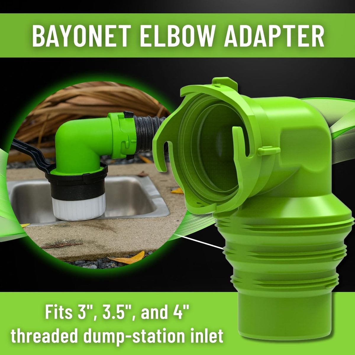 SEAFLO 20 FT RV Camper Sewer Hose Kit with Swivel Bayonet Adapter Polypropylene Waste Hose for Easy Storage 3.5" Swivel Adapter Fits 3" 3.5" 4" Pipes Includes 2 Plumbing Caps 4-Year Warranty