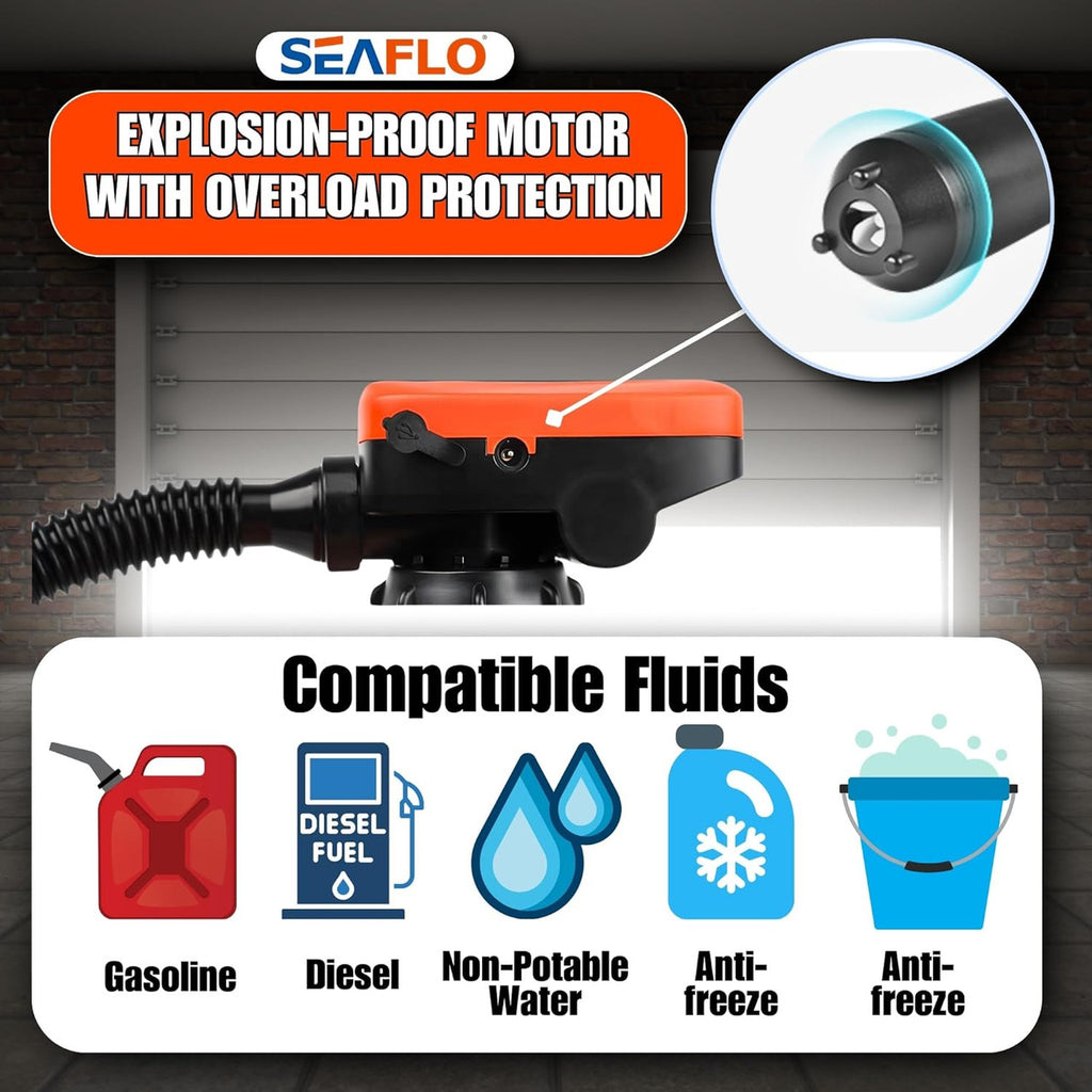 SEAFLO Fuel Transfer Pump – Battery Operated, 2.4 GPM (9.0 LPM)