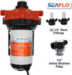 SEAFLO 55 Series 115V AC Automatic Demand Diaphragm Pump – 5.0 GPM, 60 PSI, 5-Chamber Self-Priming Water Pump w/Power Plug for Outlet, RV, Marine & Off-Grid Water Systems, 4-Year Warranty