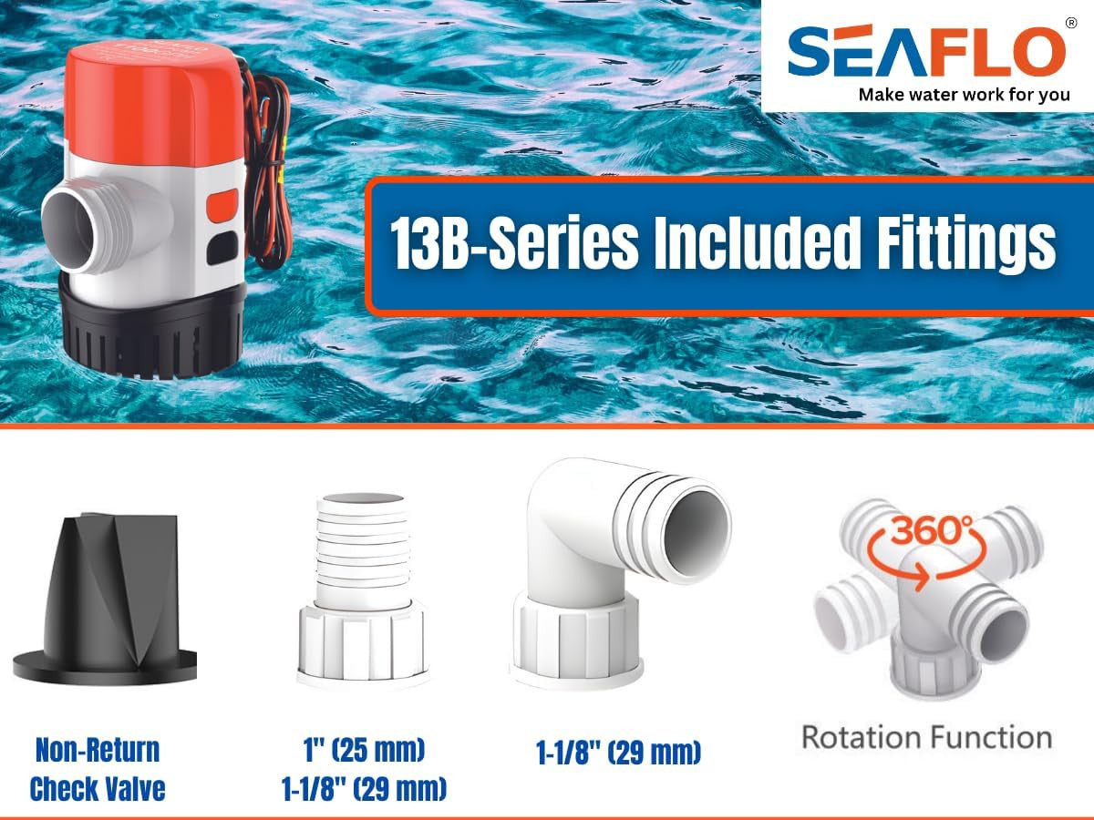 SEAFLO 13B-Series  Electronic Sensing Automatic Bilge Pump (12V | 2000GPH)