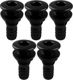 SEAFLO Thru Hull Fitting, Marine Boat, Plastic Drain Overflow Connector, Corrosion Resistant Saltwater Safe, Bilge Port Deck Outlet,(⅝,¾,1,1⅛,1¼,1½, & 2" Options)(1,2,5, &10 Packs)(White/Black)