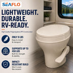 SEAFLO Residential Height Bone Camper/RV Toilet with Sprayer Attachment, 18.5” Standard Height, Gravity Flush System, Pedal Operation, Soft Close Seat, 4-Year Warranty (Bone W/Sprayer Attachment)