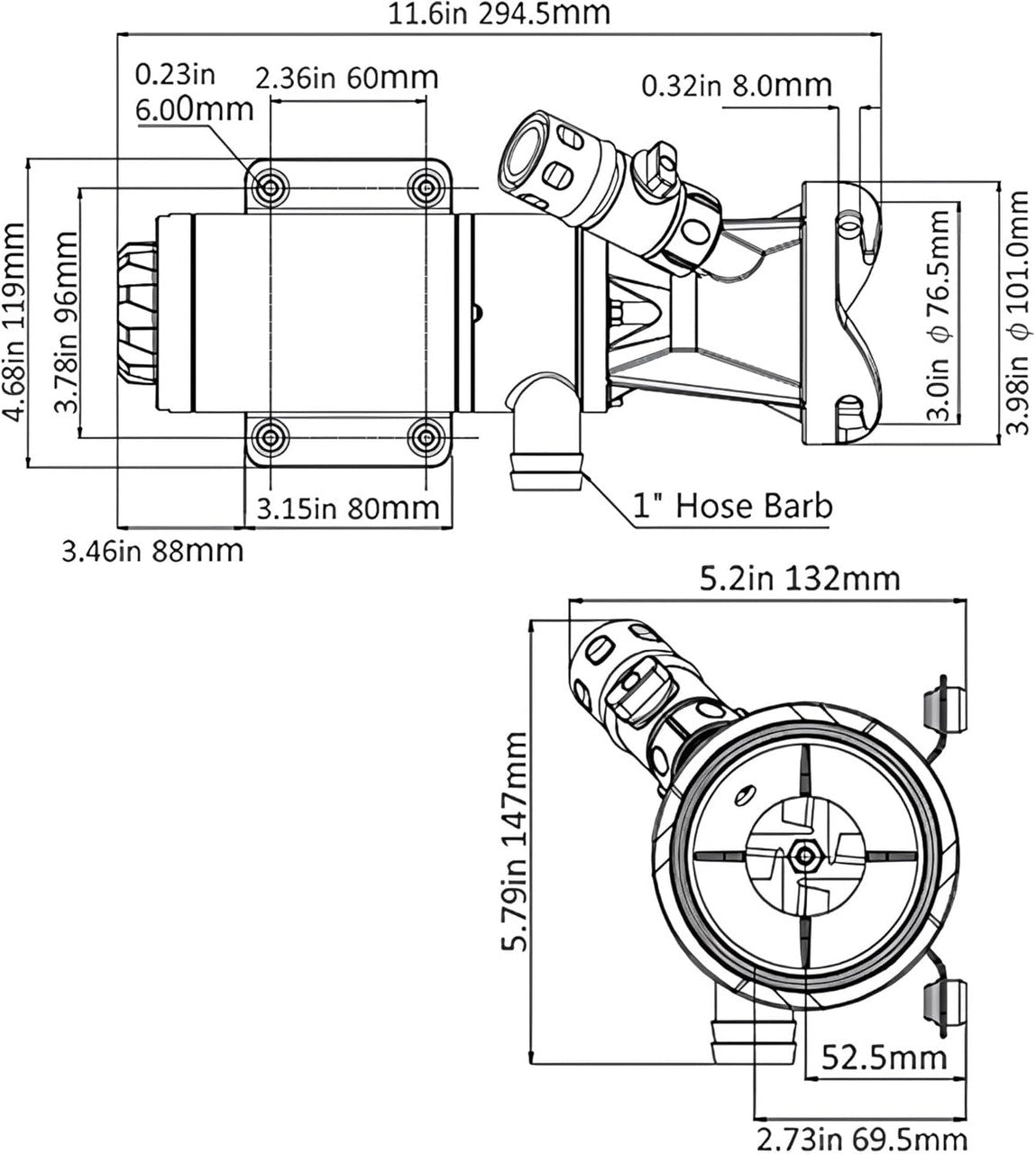 Quick Release RV Macerator Pump - 12V, 12GPM RV Dump Station Mount