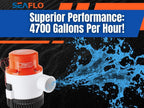 SEAFLO 01-Series 4700 GPH Heavy Duty Electric Bilge Pump (Choose 12V or 24V)