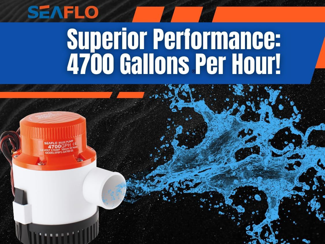 SEAFLO 01-Series 4700 GPH Heavy Duty Electric Bilge Pump (Choose 12V or 24V)