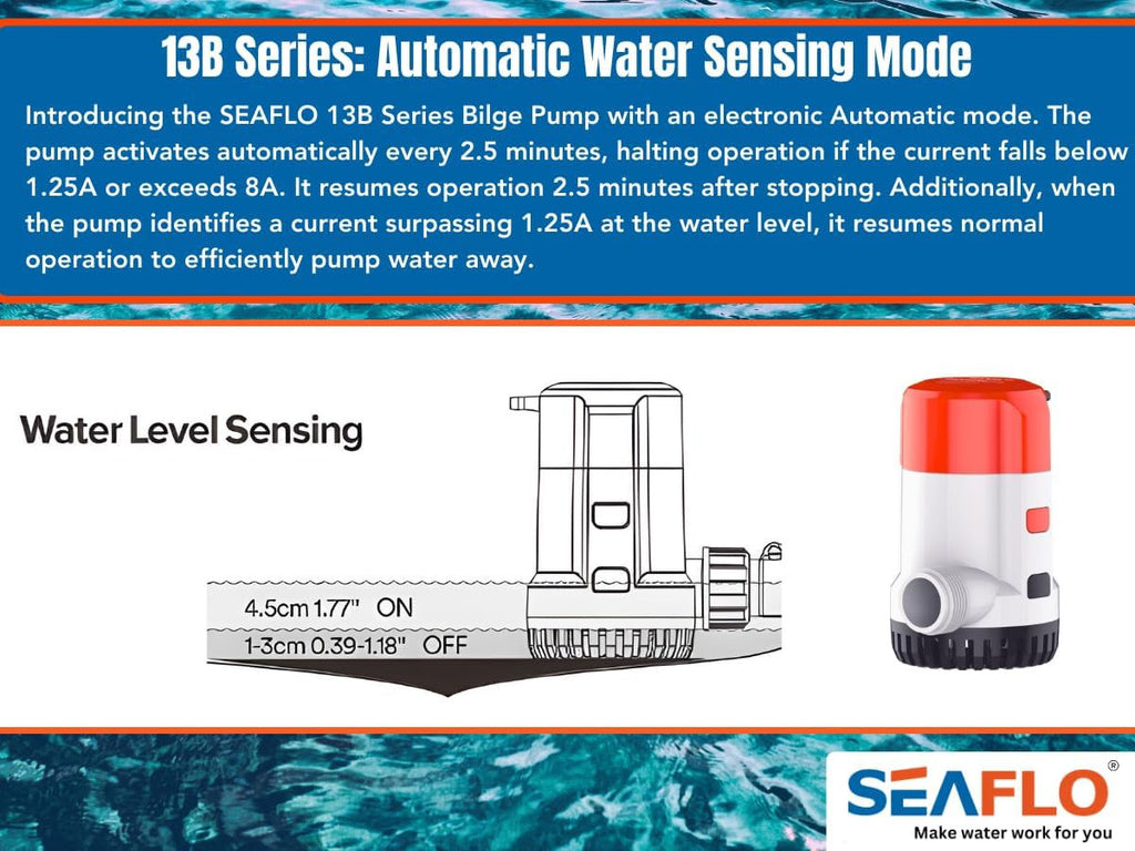 SEAFLO 13B-Series  Electronic Sensing Automatic Bilge Pump (12V | 2000GPH)