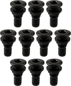 SEAFLO Thru Hull Fitting, Marine Boat, Plastic Drain Overflow Connector, Corrosion Resistant Saltwater Safe, Bilge Port Deck Outlet,(⅝,¾,1,1⅛,1¼,1½, & 2" Options)(1,2,5, &10 Packs)(White/Black)