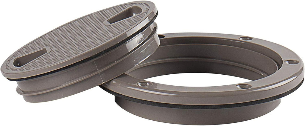 SEAFLO 4" - 6" Tan Circular Non Slip Inspection Hatch with Detachable Cover and Foam Seal
