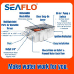 SEAFLO 750GPH 24V 1.6A Shower Sump Pump System Drain Kit System Multi Port Inlet