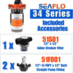 SEAFLO 34 Series Water Pressure Diaphragm Pump - Continuous Duty, Built-In Pressure Switch, Self-Priming, and 4-Year Warranty - 12V | 1.6 GPM | 100 PSI