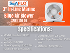 SEAFLO 01-Series 3" In-Line Bilge Blower w/Quiet Operation Low Amp Draw (12V | 130CFM)