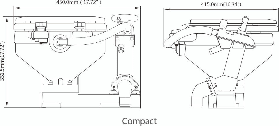 SEAFLO Manually Operated Marine Toilet Head (Choose Compact or Regular Size