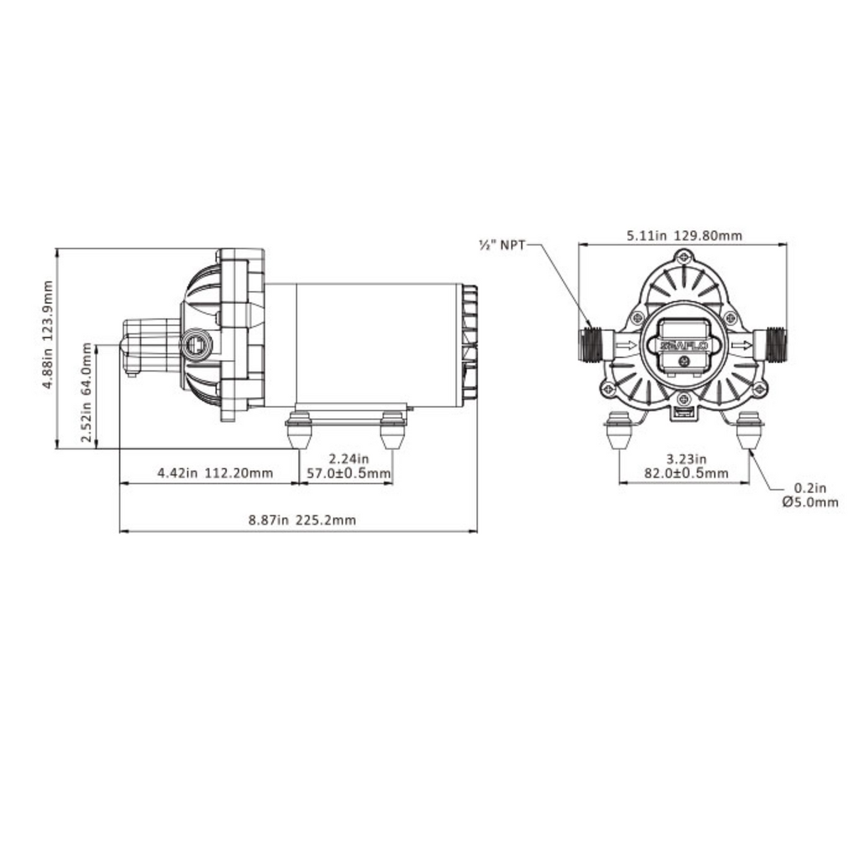 SEAFLO 33W Series Brushless Automatic Demand Diaphragm Pump - 12V, 3.0GPM, 45PSI