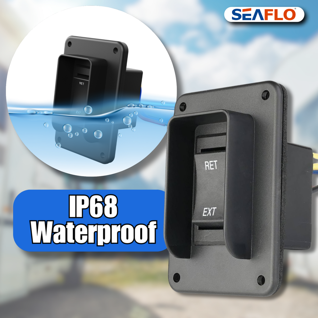SEAFLO Stabilizer Jack Switch Power Rocker Switch, MAX 30 Amps, 12V/24V, Extend-Retract, 4 Pin Wire Harness, Momentary Reversing Polarity, IP68-Waterproof for RV Boat Truck, 4 Year Warranty
