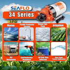 SEAFLO 34 Series Water Pressure Diaphragm Pump - Continuous Duty, Built-In Pressure Switch, Self-Priming, and 4-Year Warranty - 12V | 1.6 GPM | 100 PSI