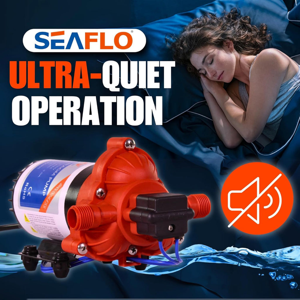 SEAFLO 33W Series 115V AC, 3.0 GPM, 45 PSI Brushless Automatic Demand Diaphragm Water Pressure Pump – Ultra Quiet Operation, Self-Priming, Overload Protection, NSF & UL Certified- 4 Year Warranty!