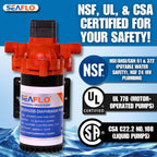 SEAFLO 33W Series 115V AC, 3.0 GPM, 45 PSI Brushless Automatic Demand Diaphragm Water Pressure Pump – Ultra Quiet Operation, Self-Priming, Overload Protection, NSF & UL Certified- 4 Year Warranty!