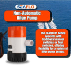 SEAFLO 01 Series 24V Bilge Pumps – 3/4" Outlet, Marine Submersible Pump with Anti-Airlock Protection (Choose 350/500/750 GPH)