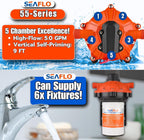 SEAFLO 55 Series 115V AC Automatic Demand Diaphragm Pump – 5.0 GPM, 60 PSI, 5-Chamber Self-Priming Water Pump w/Power Plug for Outlet, RV, Marine & Off-Grid Water Systems, 4-Year Warranty