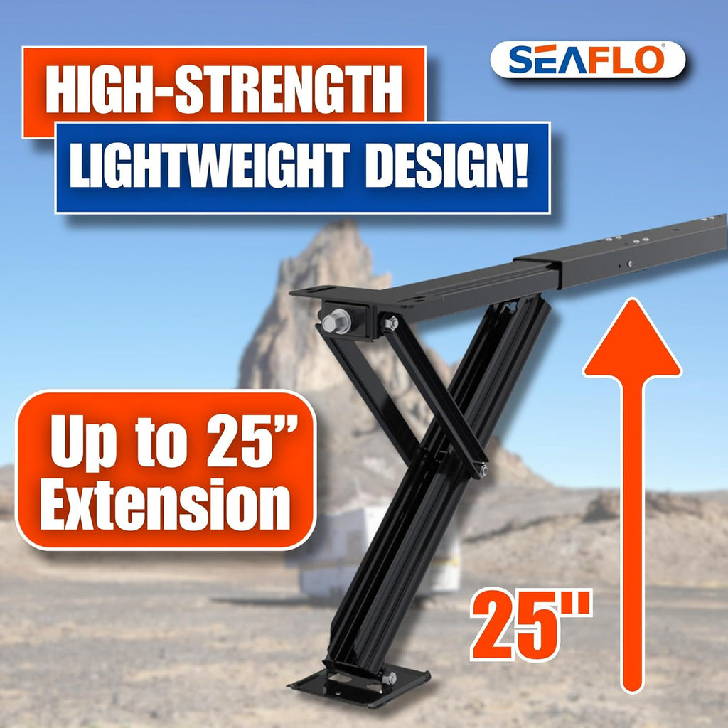 SEAFLO 12V High-Speed Electrical Powered Stabilizing Jack, 4,000 Lbs Static Load Capacity, Heavy-Duty Powder-Coated Steel, Up to 25” Extension, Waterproof Motor, Corrosion-Resistant, 4-Year Warranty