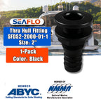 SEAFLO Thru Hull Fitting, Marine Boat, Plastic Drain Overflow Connector, Corrosion Resistant Saltwater Safe, Bilge Port Deck Outlet,(⅝,¾,1,1⅛,1¼,1½, & 2" Options)(1,2,5, &10 Packs)(White/Black)