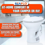 SEAFLO Porcelain RV Toilet with Sprayer Attachment - Elongated Bowl 19” Inch Residential Height, Gravity Flush, Foot Pedal Soft Close Seat Camper Motorhome Easy Install