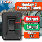 SEAFLO Stabilizer Jack Switch Power Rocker Switch, MAX 30 Amps, 12V/24V, Extend-Retract, 4 Pin Wire Harness, Momentary Reversing Polarity, IP68-Waterproof for RV Boat Truck, 4 Year Warranty