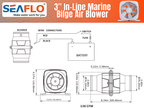 SEAFLO 01-Series 3" In-Line Bilge Blower w/Quiet Operation Low Amp Draw (12V | 130CFM)