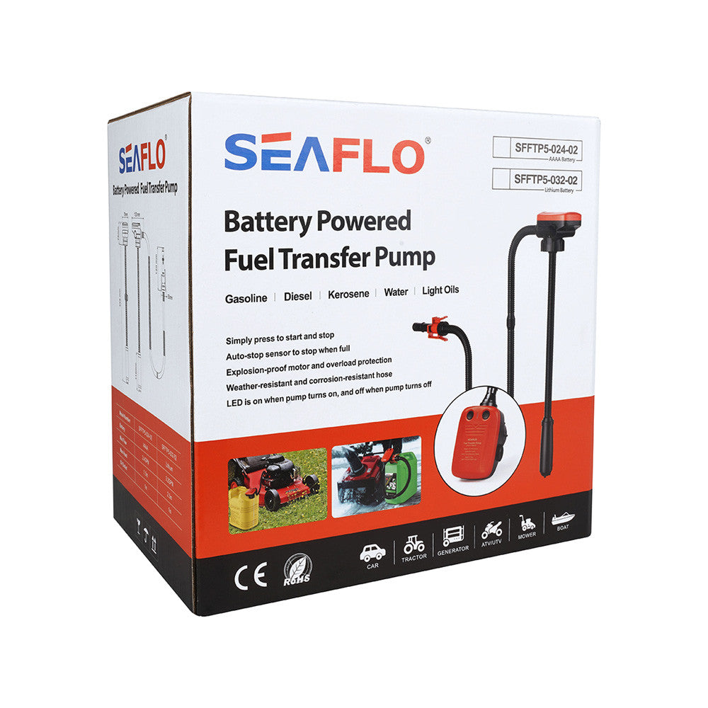 SEAFLO Rechargeable Automatic Electric Fuel Pump Transfer Pump (Flow Rate 2.3 GPM - 3.1 GPM) with Lithium Battery