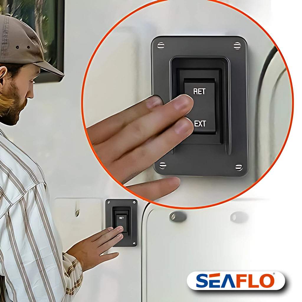 SEAFLO Stabilizer Jack Switch Power Rocker Switch, MAX 30 Amps, 12V/24V, Extend-Retract, 4 Pin Wire Harness, Momentary Reversing Polarity, IP68-Waterproof for RV Boat Truck, 4 Year Warranty