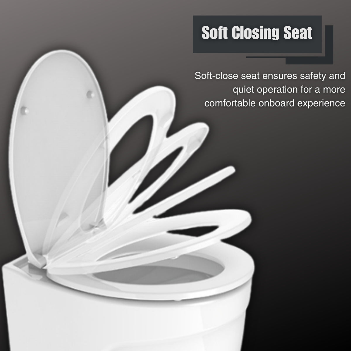 SEAFLO Deluxe Flush Electric Marine Toilets w/ 4-way Flush Panel - Smart Flushing System, Ceramic Bowl, Soft Close Seat, Quiet Flush, Macerator Pump (Choose Fresh/Raw Water and 12V/24V Options)