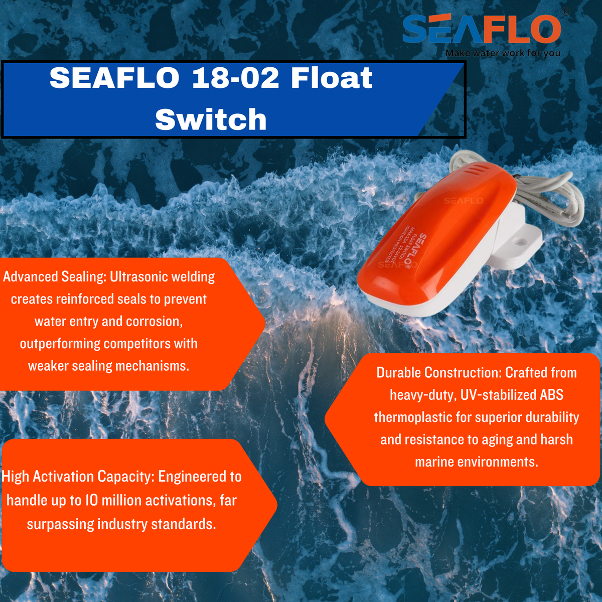 SEAFLO 02-Series Bilge Pump Float Switch for 12V, 24V, 32V