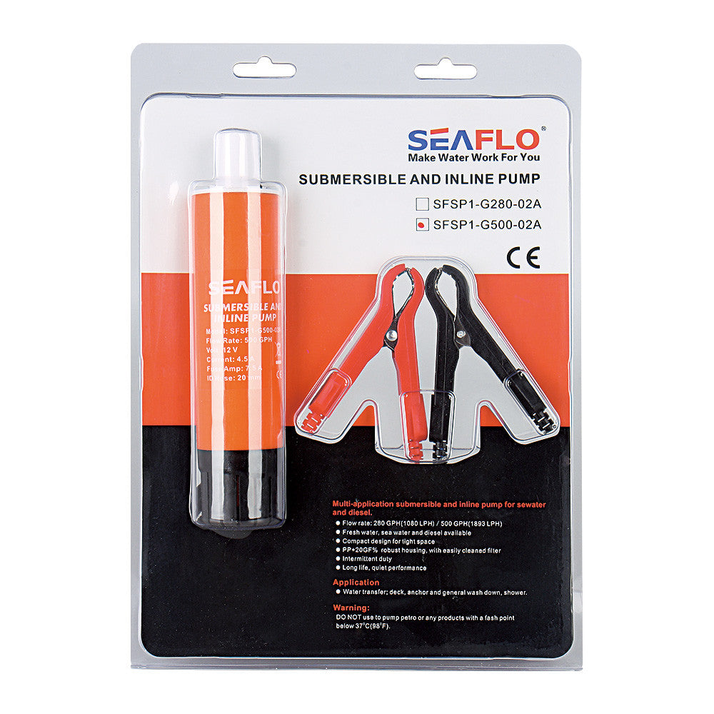 SEAFLO 500GPH Submersible and Inline Pump（CHOOSE12V-24V）