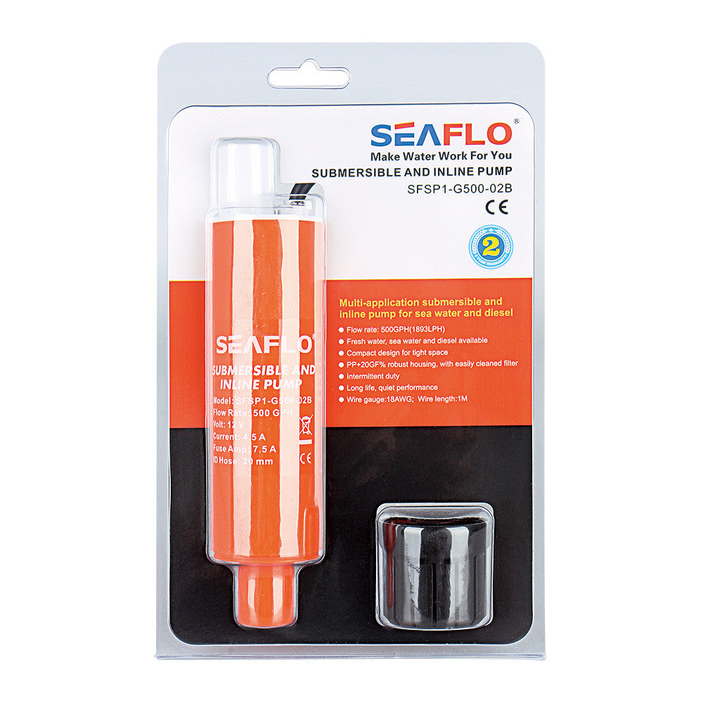 SEAFLO 500GPH Submersible and Inline Pump（CHOOSE12V-24V）